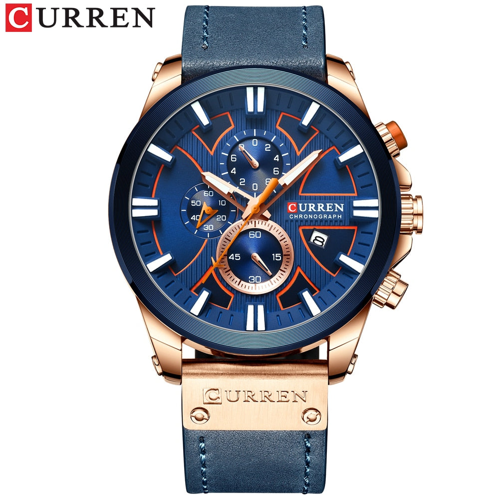 Herren Chronograph Armbanduhr – Sportliches Design mit Lederarmband