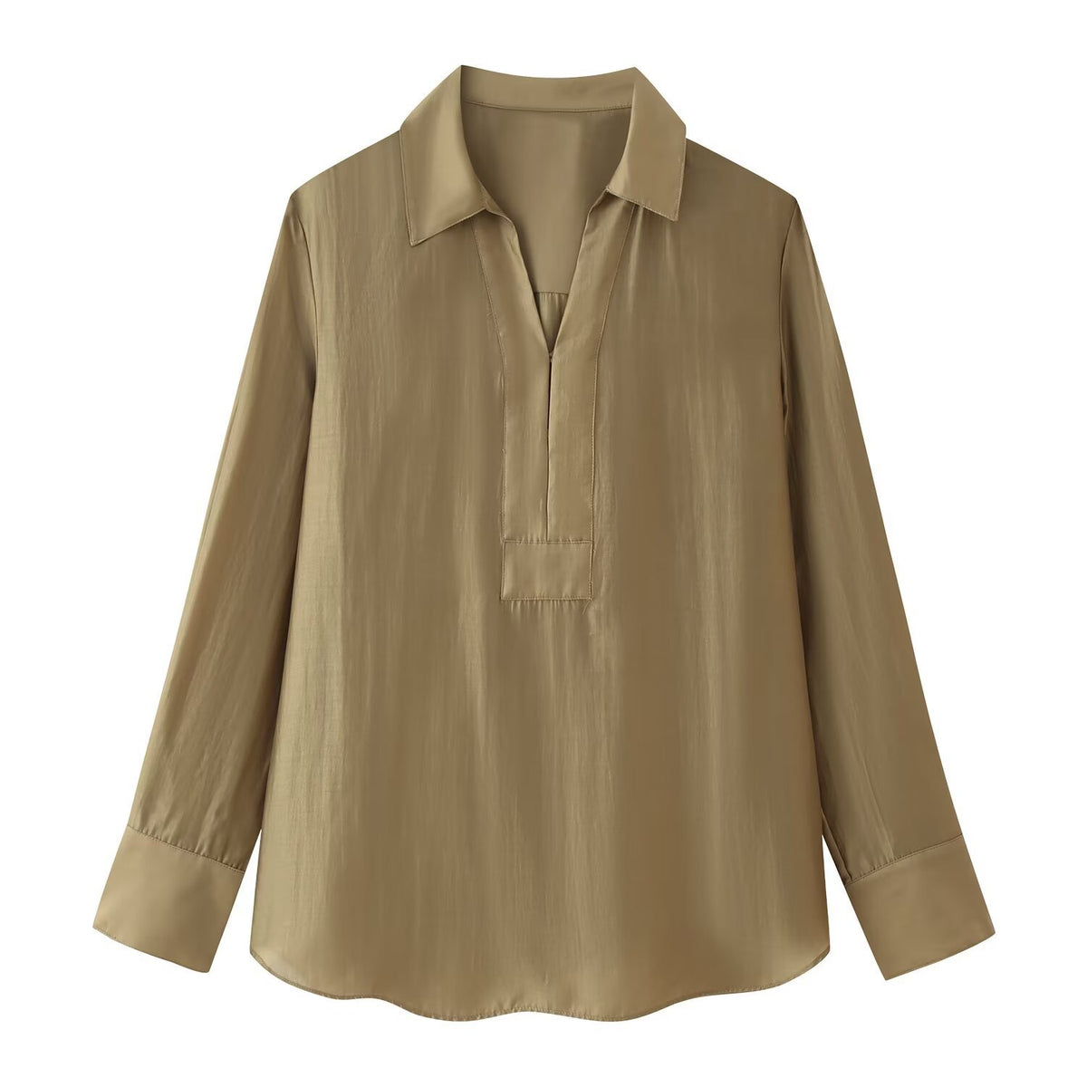 Damen Bluse mit Polokragen – Langarmbluse