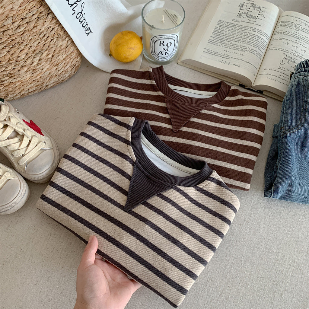 Gestreifter Kinder Pullover mit Rundhalsausschnitt – Langarm