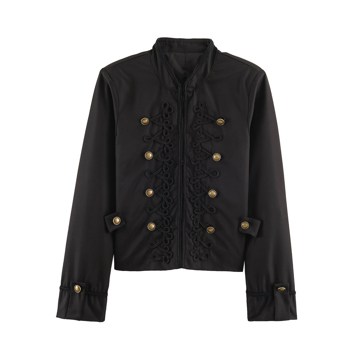 Damen Jacke mit Knotendetail & Blumenärmeln – Stehkragen