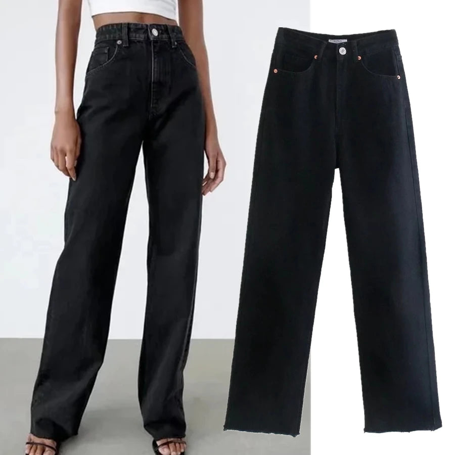 Damen Wide-Leg-Hose in Schwarz – High-Waist mit elegantem Look