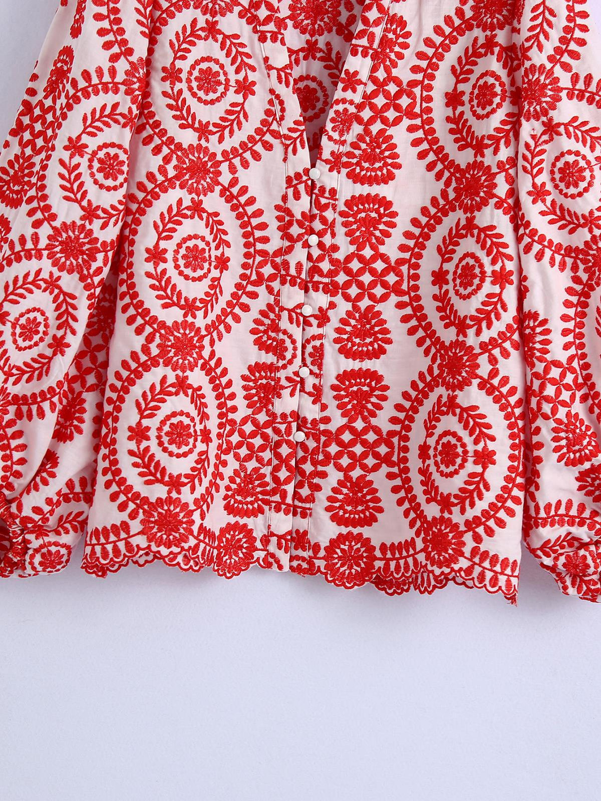 Florale bestickte Bluse aus Baumwollmix – Moderner Streetstyle