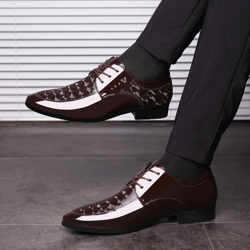 Schicke Business Herrenschuhe in Schwarz-Weiss mit Lack-Optik