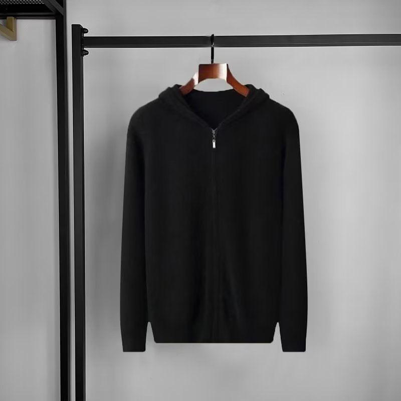 Herren Hoodie-Cardigan aus weichem Chenille-Strick – Lockerer Schnitt mit Kapuze