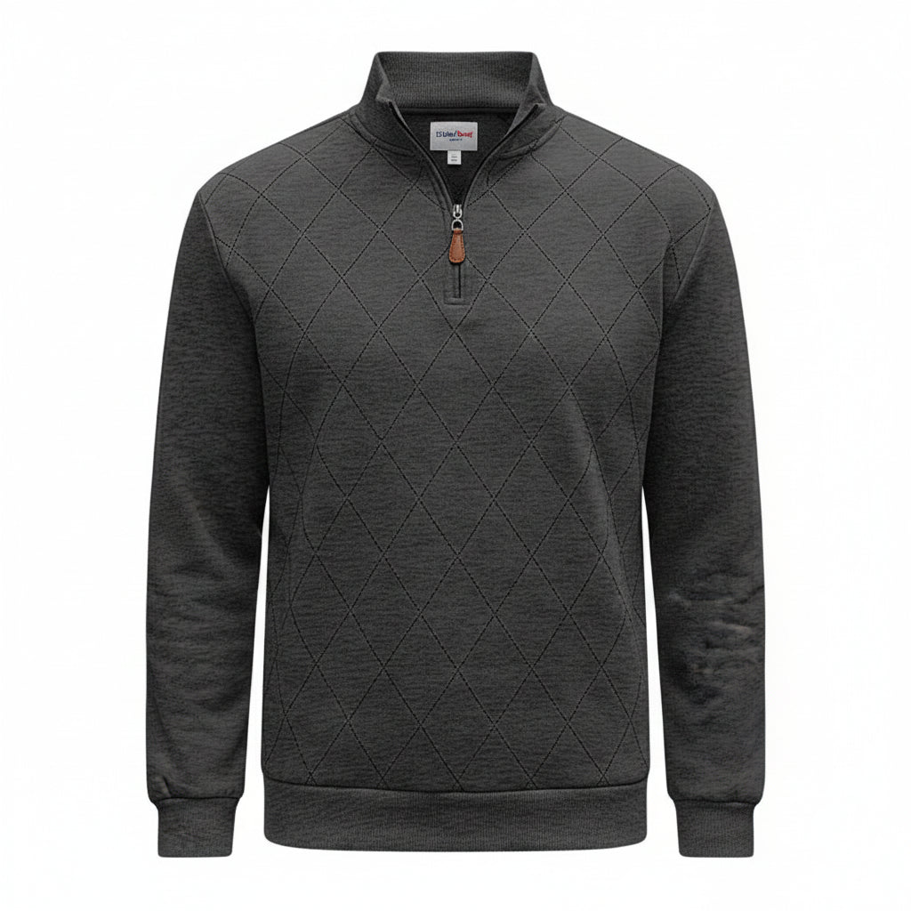 Herren Strickpullover mit Rautenmuster – Half-Zip Look