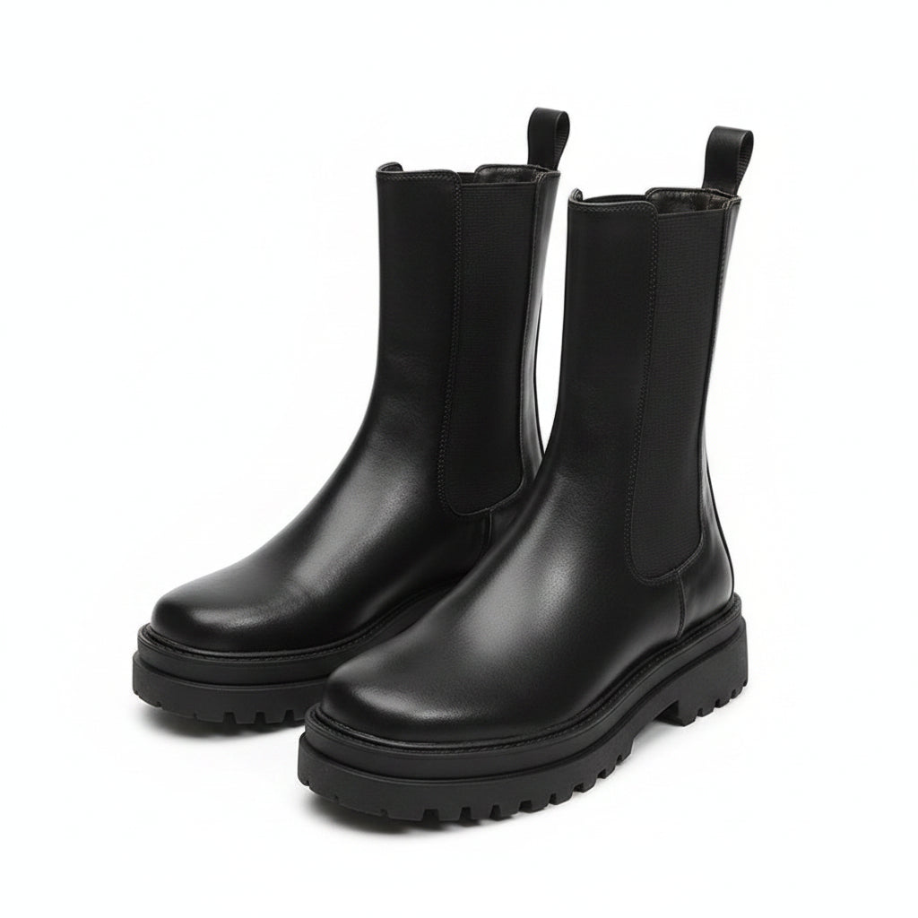 Damen Stiefeletten mit dickem Absatz und Plateau
