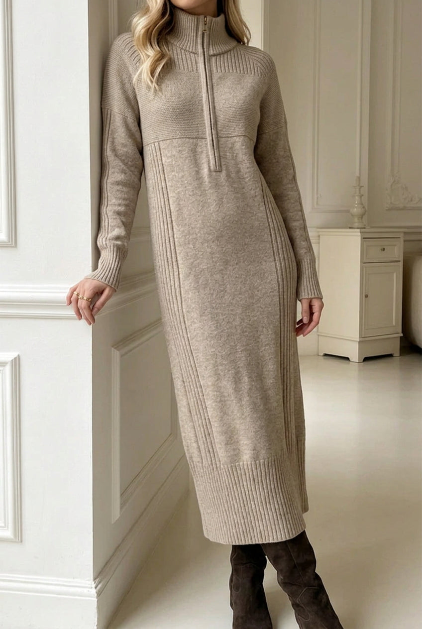 Half-Zip Midi Kleid – Damen Look