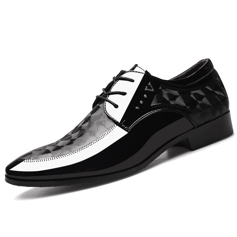 Schicke Business Herrenschuhe in Schwarz-Weiss mit Lack-Optik