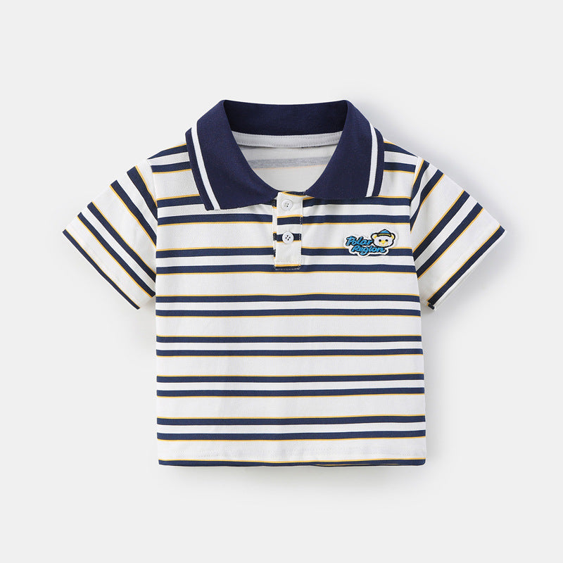 Gestreiftes Kinder Poloshirt mit Umschlagkragen – Kurzarm