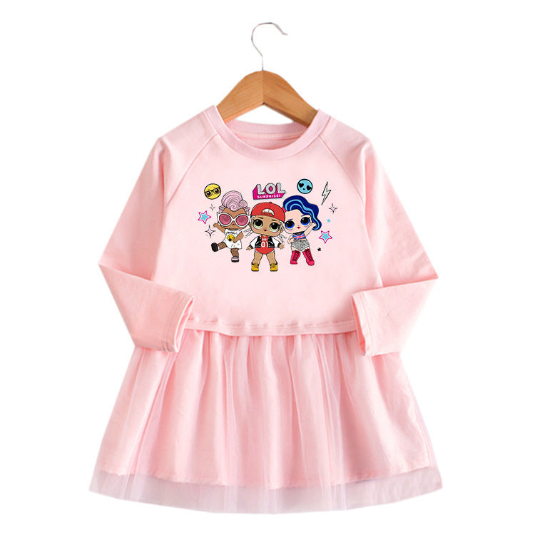 Kinder Langarm Kleid mit Cartoon-Print –