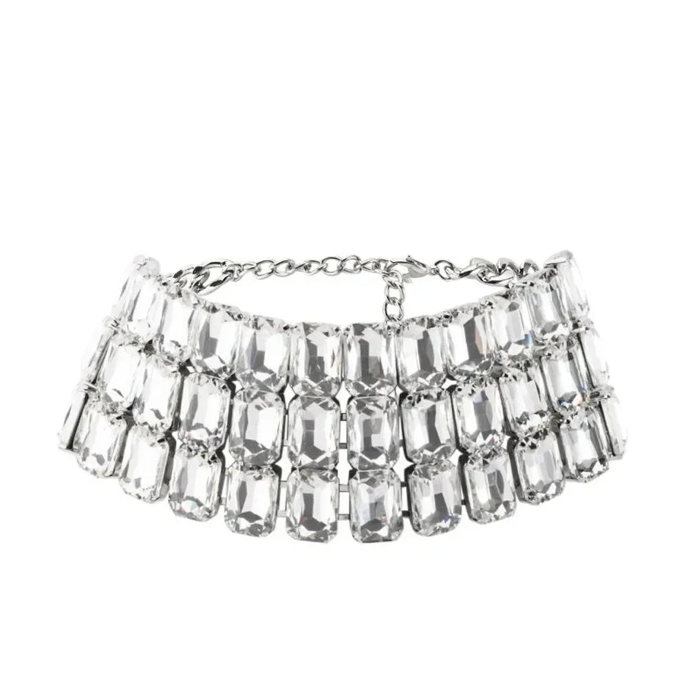 Chic multi-row rhinestone glitter necklace for women