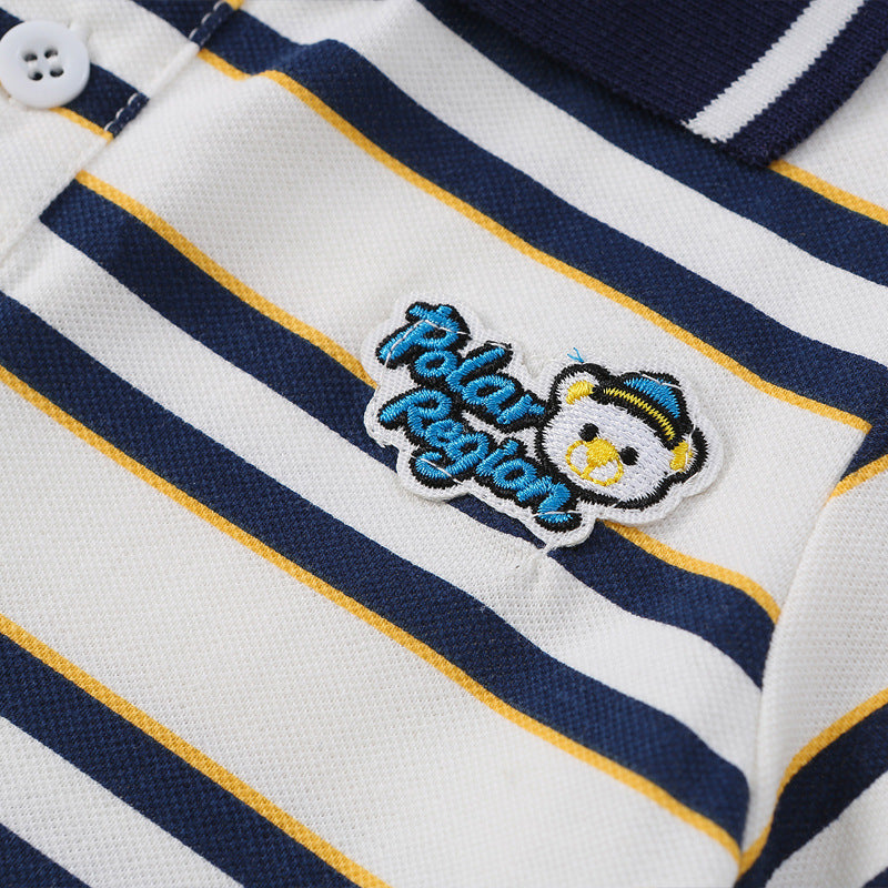 Gestreiftes Kinder Poloshirt mit Umschlagkragen – Kurzarm