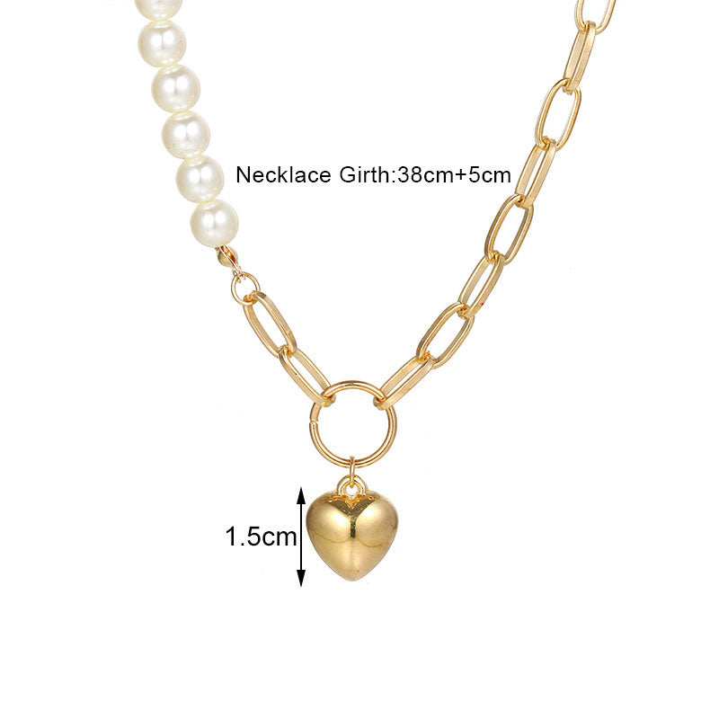 Elegante Damen-Halskette mit Perlen & Kettengliedern – Verstellbare Kette