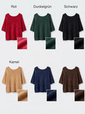Eleganter Damen-Kurzarm-Strickpullover mit U-Ausschnitt – Gemütlicher Feinstrick-Pullover für den Alltag