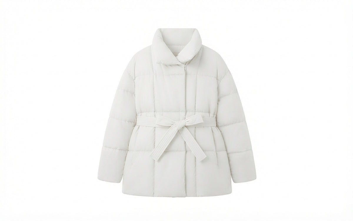Warmer Damen Winter-Parka mit Stehkragen & Gürtel – Gesteppt