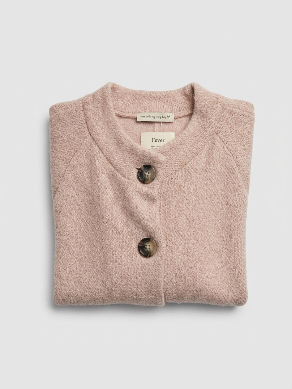 Kurzer Strick-Poncho mit Knöpfen – Flauschige Cape-Jacke in Altrosa
