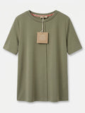 Damen T-Shirt mit Rundhalsausschnitt & Etikett – Bequemes Basic-Shirt für den Alltag