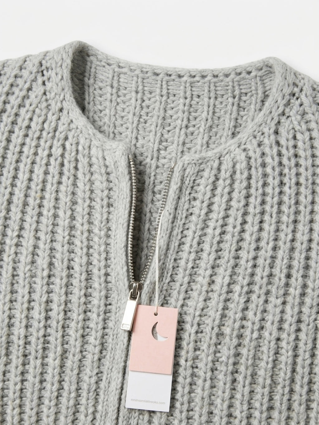 Grobstrick-Strickjacke mit Reißverschluss – Kragenlose Strick-Bomberjacke