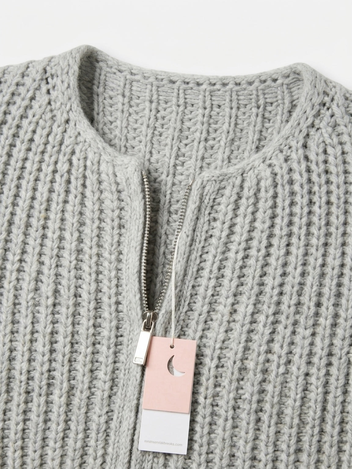 Grobstrick-Strickjacke mit Reißverschluss – Kragenlose Strick-Bomberjacke