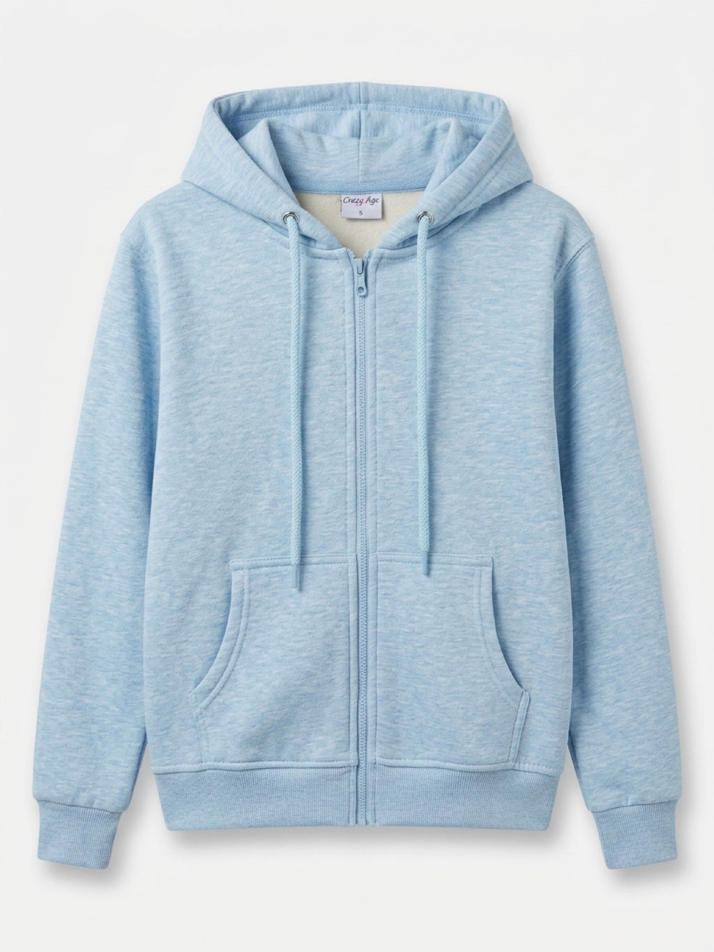 Damen Reißverschluss-Hoodie Hellblau meliert