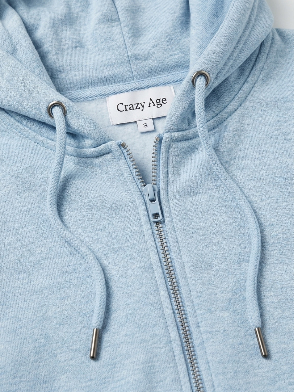 Damen Reißverschluss-Hoodie Hellblau meliert